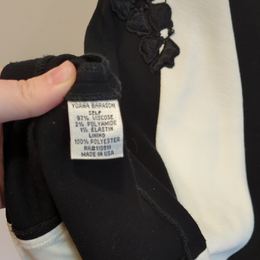 Yoana Baraschi Black White Color block Floral Y2K Mini Dress Size M EUC - Picture 8 of 9